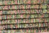 ROND296 15 inches 2*8mm heishi unakite gemstone beads