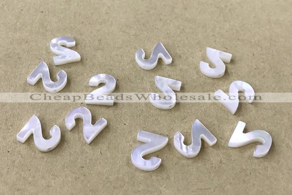 Shel03 8*10mm Natural White Shell Number Pendant