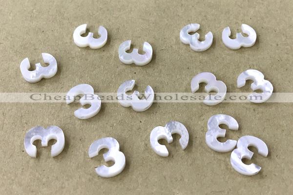 Shel04 8*10mm Natural White Shell Number Pendant