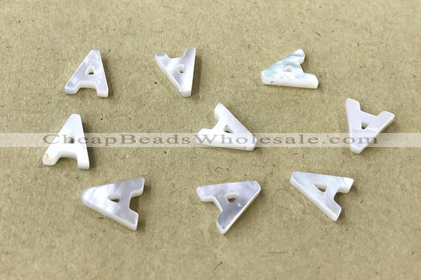 Shel15 9*10mm Natural White Shell Alphabet Letter Pendant