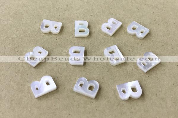 Shel16 8*10mm Natural White Shell Alphabet Letter Pendant