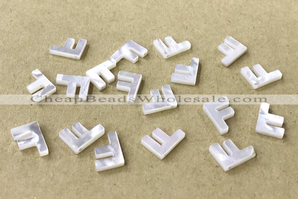 Shel20 8*10mm Natural White Shell Alphabet Letter Pendant