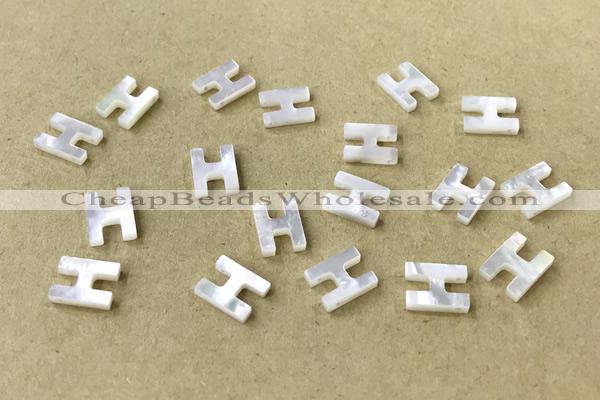 Shel22 8*10mm Natural White Shell Alphabet Letter Pendant