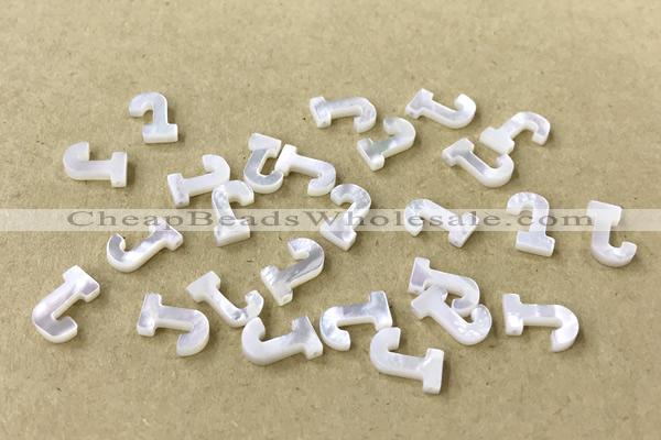 Shel24 7*10mm Natural White Shell Alphabet Letter Pendant