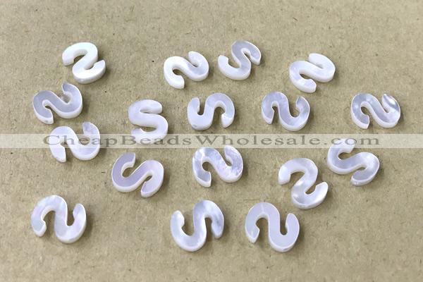 Shel33 8*10mm Natural White Shell Alphabet Letter Pendant