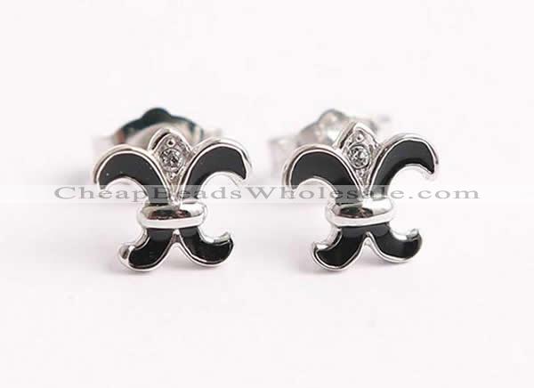 Silv199 7.2*8.1mm 925 Sterling Silver Stud Earrings Enamel Plated