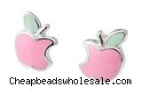 Silv206 6*8mm 925 Sterling Silver Stud Earrings Enamel Plated