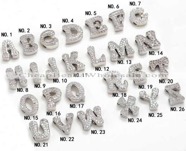 Silv61 3*9mm – 9*10mm 925 sterling silver letter clasp pave zirconia