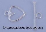 SSC28 5pcs 11*14mm heart 925 sterling silver toggle clasps