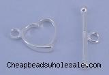 SSC30 5pcs 10*13.5mm heart 925 sterling silver toggle clasps