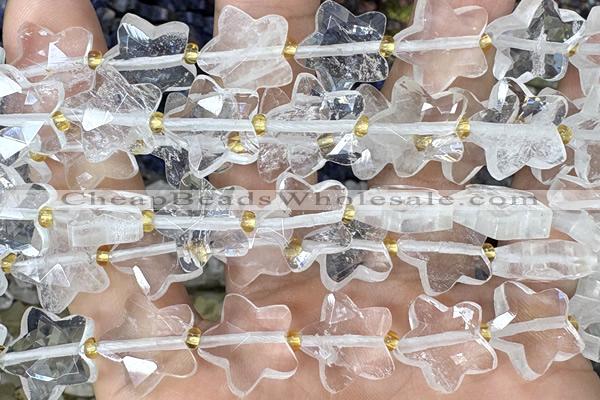 STAR40 15 inches 14mm faceted star white crystal gemstone beads