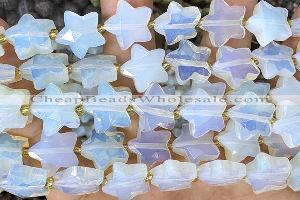 STAR43 15 inches 14mm faceted star opal gemstone beads