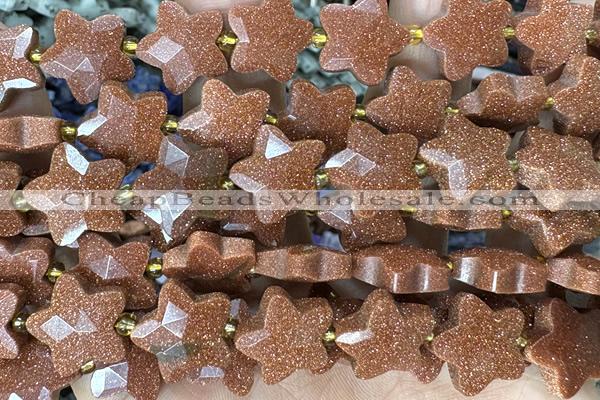 STAR48 15 inches 14mm faceted star goldstone gemstone beads