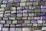 TUBE108 15 inches 6*11mm - 8*14mm faceted tube charoite gemstone beads