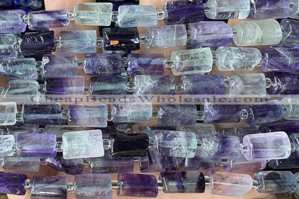 TUBE116 15 inches 6*11mm - 8*14mm faceted tube fluorite beads